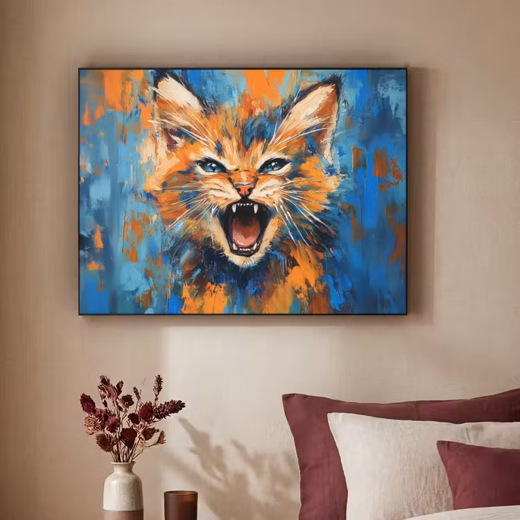 Art Frame - Kat - Kleurrijk - Oranje - Blauw — 2