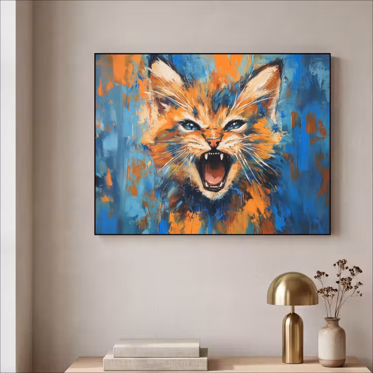 Art Frame - Kat - Kleurrijk - Oranje - Blauw — 3