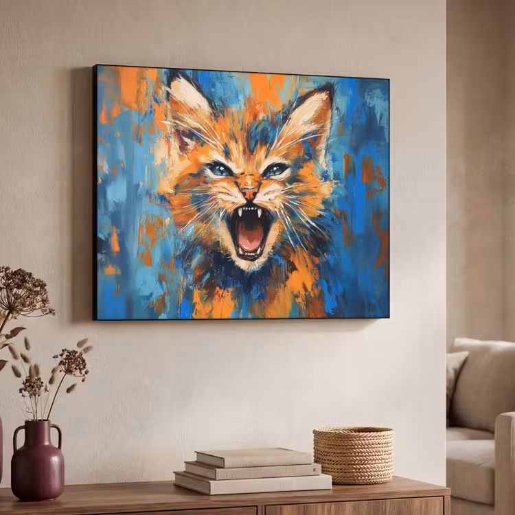 Art Frame - Kat - Kleurrijk - Oranje - Blauw — 4
