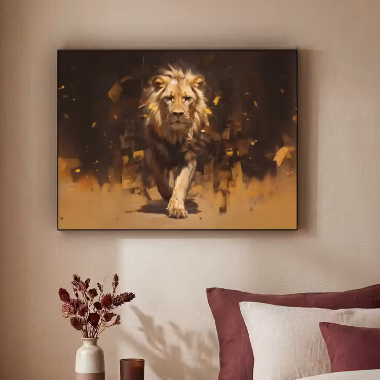Art Frame - Leeuw - Geschilderd - Abstract - Goud — 2