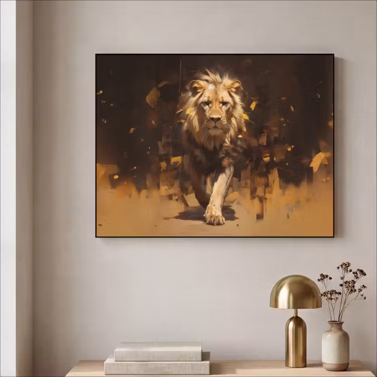 Art Frame - Leeuw - Geschilderd - Abstract - Goud — 3