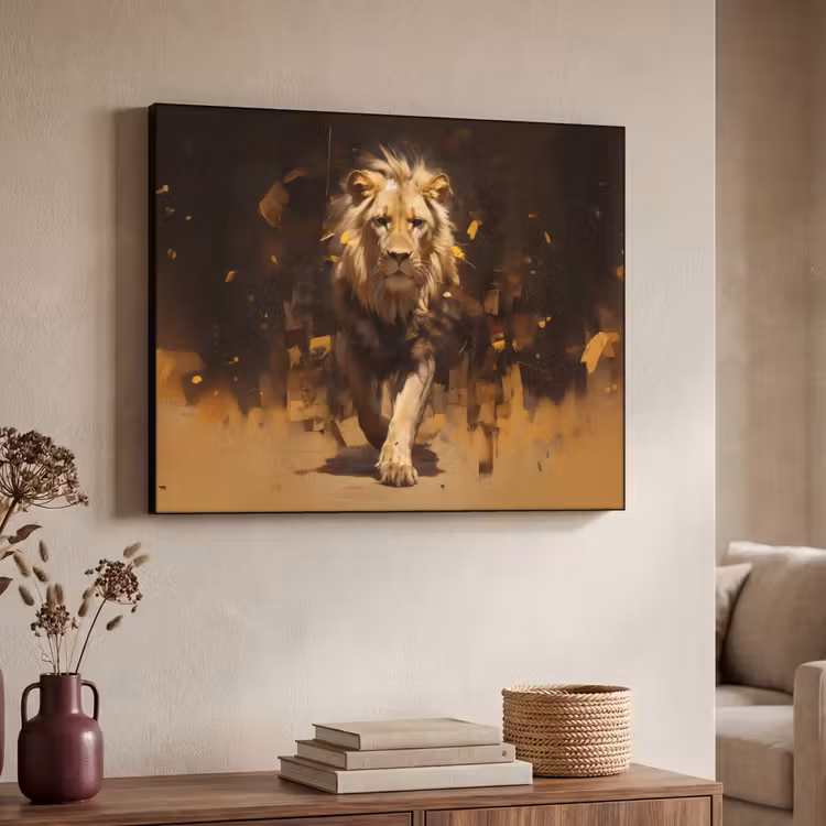 Art Frame - Leeuw - Geschilderd - Abstract - Goud — 4