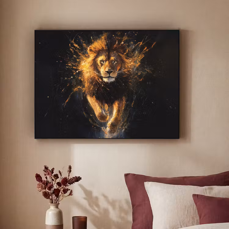 Art Frame - Leeuw - Zwart - Oranje - Verf — 2