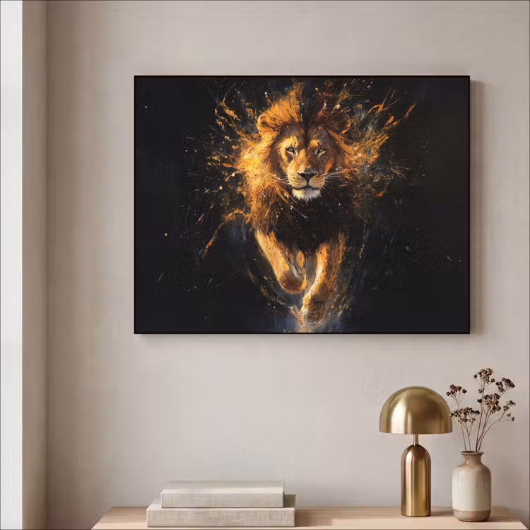Art Frame - Leeuw - Zwart - Oranje - Verf — 3