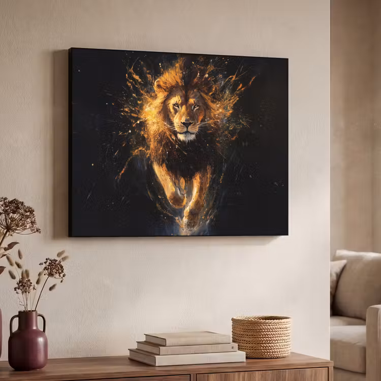 Art Frame - Leeuw - Zwart - Oranje - Verf — 4
