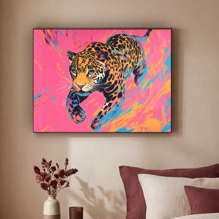 Art Frame - Luipaard - Roze - Oranje - Blauw - Verf — 2