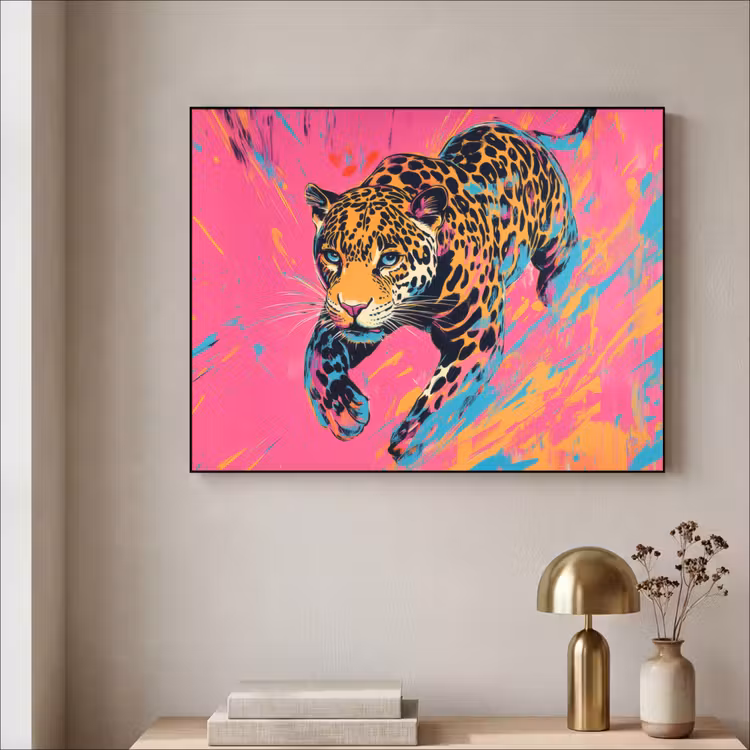 Art Frame - Luipaard - Roze - Oranje - Blauw - Verf — 3