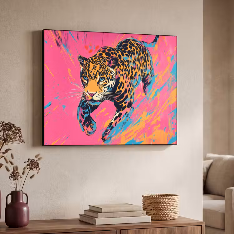 Art Frame - Luipaard - Roze - Oranje - Blauw - Verf — 4
