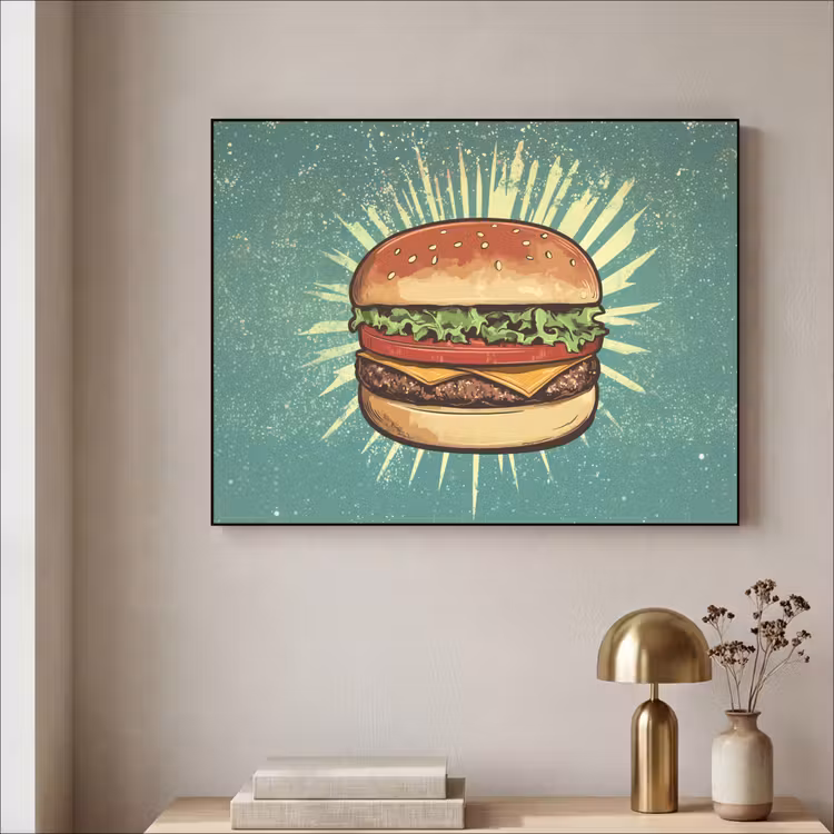 Art Frame - Hamburger - Illustratie - Sla - Kaas — 3