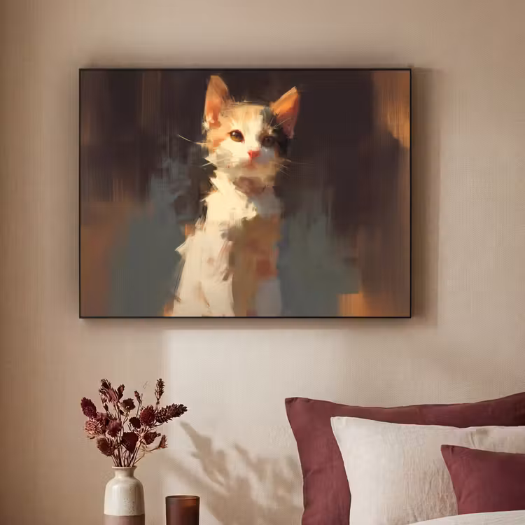 Art Frame - Kat - Geschilderd - Artistiek - Wit — 2