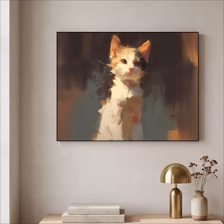 Art Frame - Kat - Geschilderd - Artistiek - Wit — 3