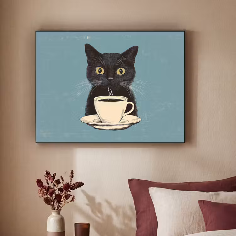 Art Frame - Kat - Zwart - Koffie - Minimalistisch — 2