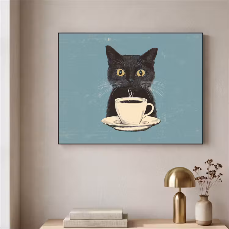 Art Frame - Kat - Zwart - Koffie - Minimalistisch — 3