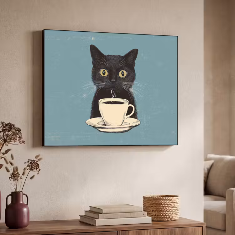 Art Frame - Kat - Zwart - Koffie - Minimalistisch — 4