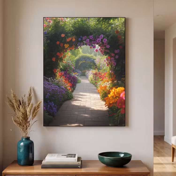 Art Frame - Doorkijk - Pad - Bloemen - Struik - Kleurrijk — 2