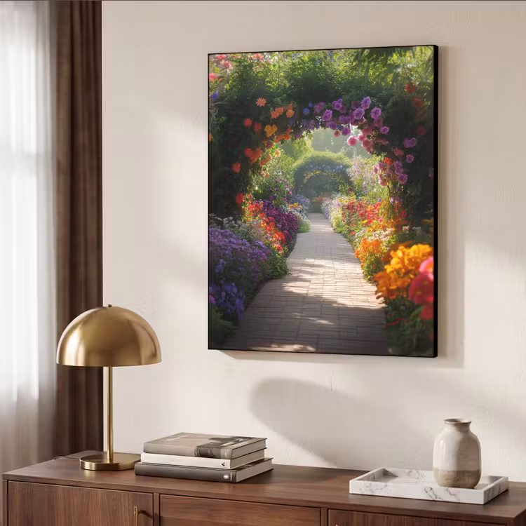 Art Frame - Doorkijk - Pad - Bloemen - Struik - Kleurrijk — 7