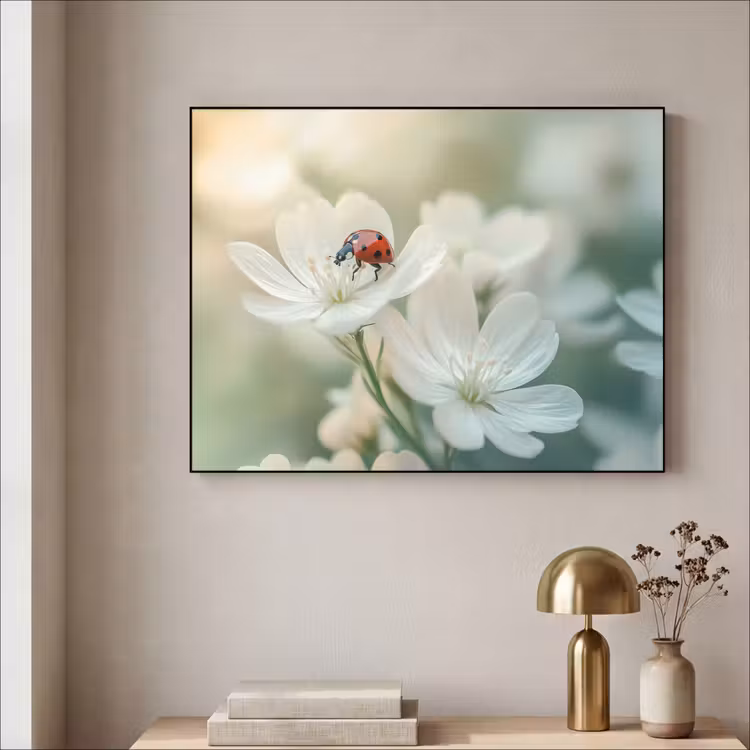 Art Frame - Lieveheersbeestje - Bloemen - Wit — 3
