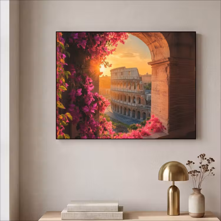 Art Frame - Colosseum - Rome - Roze Bloemen — 3