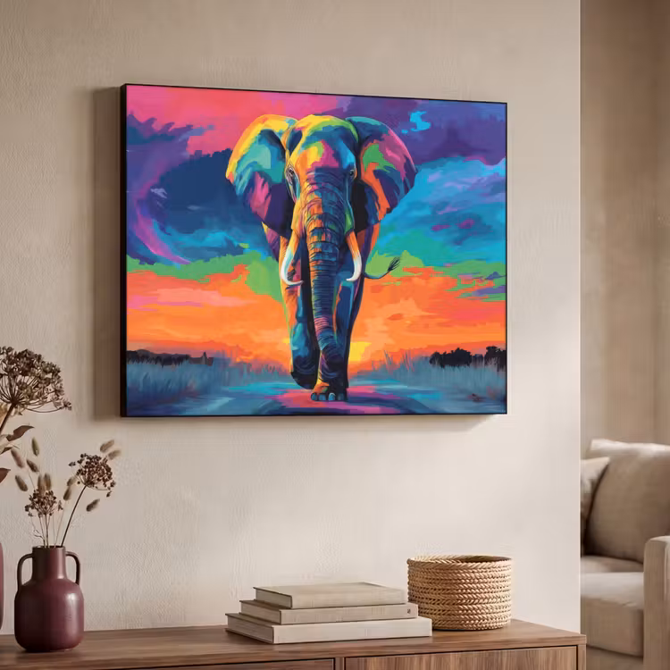 Art Frame - Olifant - Kleurrijk - Lucht - Abstract — 4