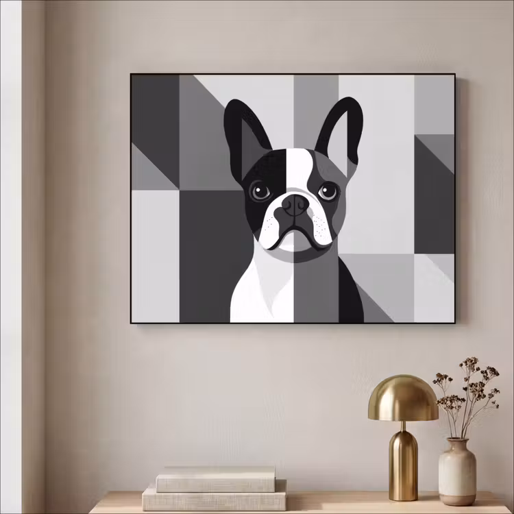 Art Frame - Buldog - Zwart - Abstract - Vlakken — 3