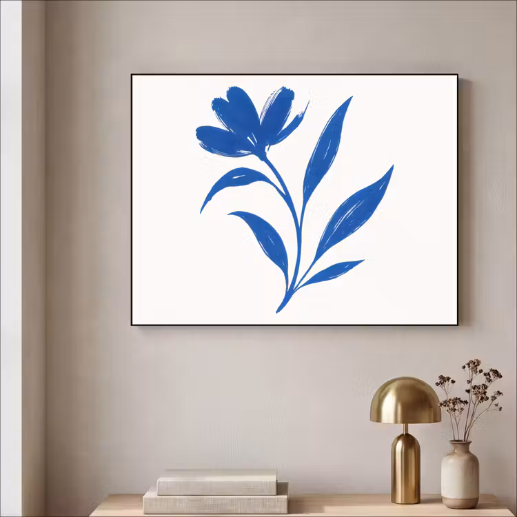 Art Frame - Bloem - Blaadjes - Minimalistisch - Blauw — 3