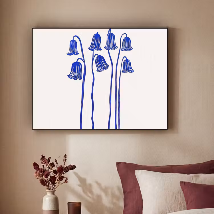 Art Frame - Bloemen - Blauw - Lijnen - Bloemblaadjes — 2