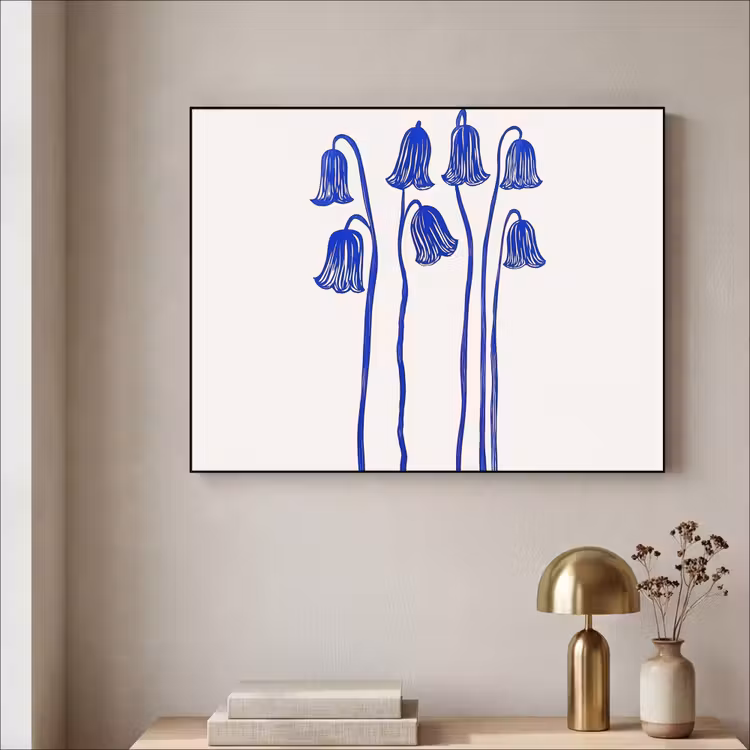Art Frame - Bloemen - Blauw - Lijnen - Bloemblaadjes — 3