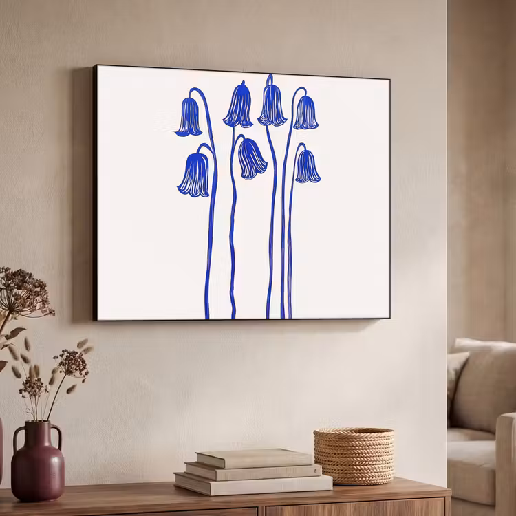 Art Frame - Bloemen - Blauw - Lijnen - Bloemblaadjes — 4