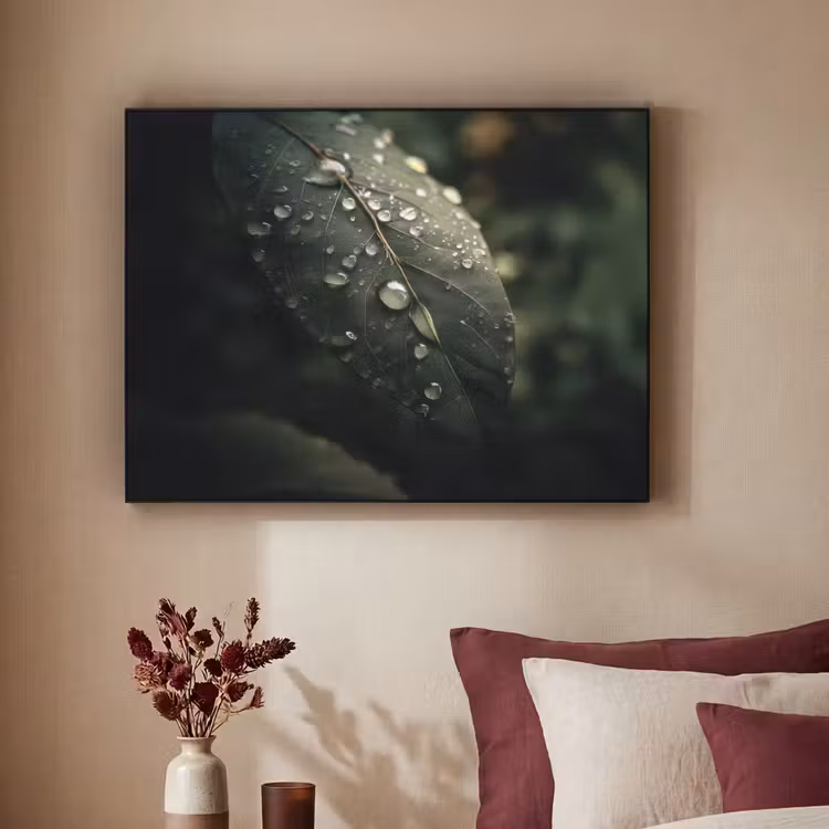 Art Frame - Blad - Groen - Nerven - Regendruppels — 2