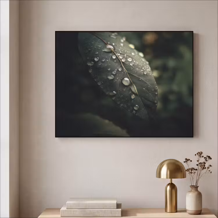 Art Frame - Blad - Groen - Nerven - Regendruppels — 3