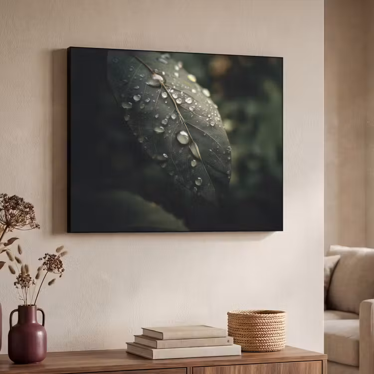 Art Frame - Blad - Groen - Nerven - Regendruppels — 4