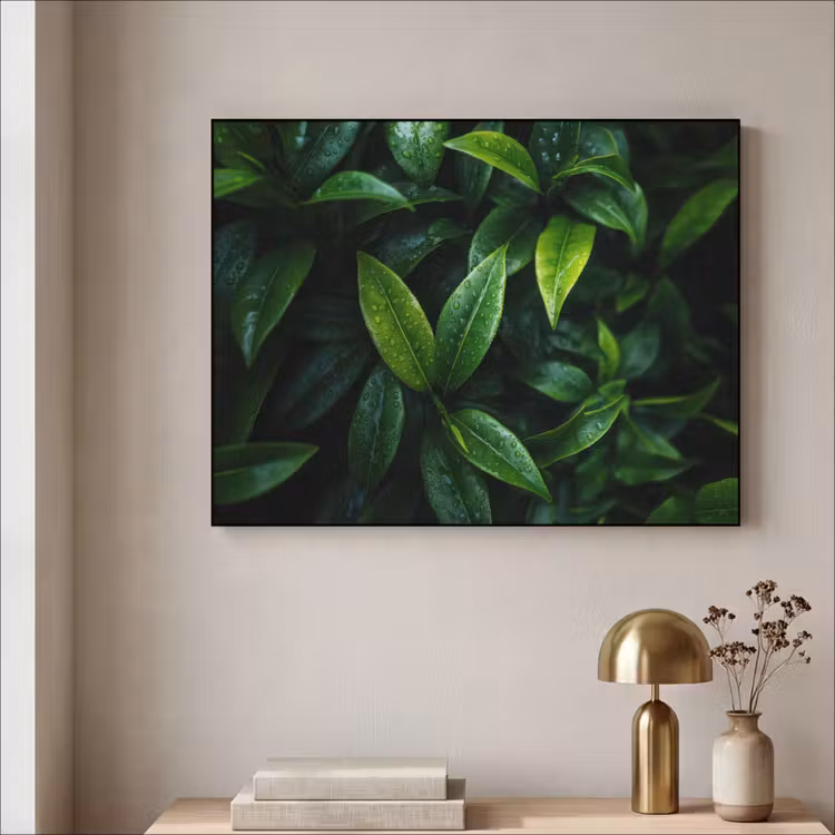 Art Frame - Bladeren - Regendruppels - Licht - Groen — 3