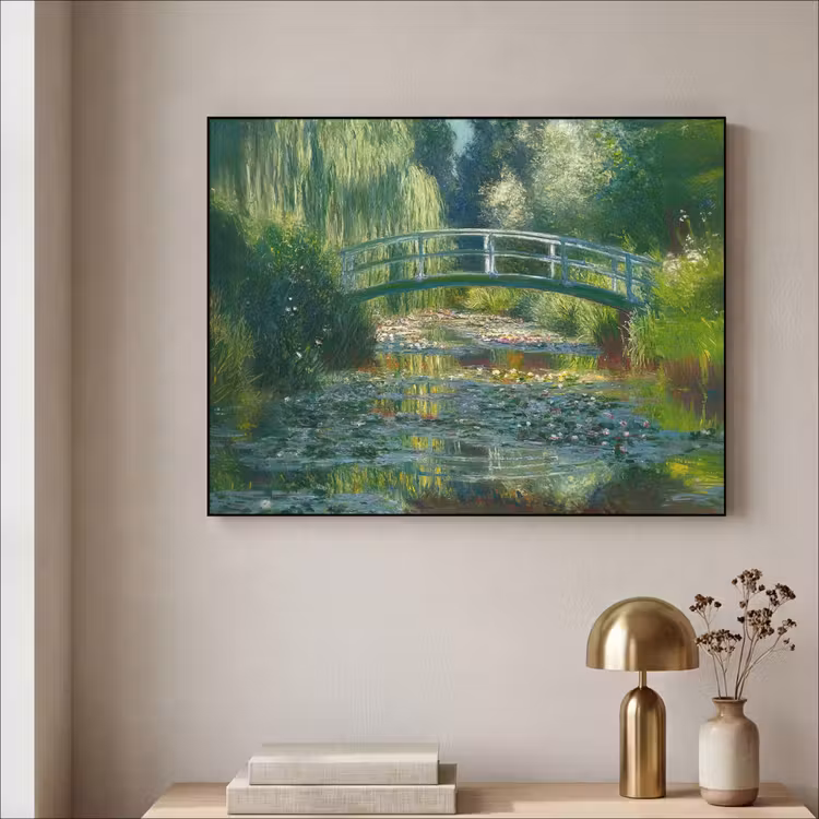 Art Frame - Brug - Hout - Vijver - Waterlelies — 3