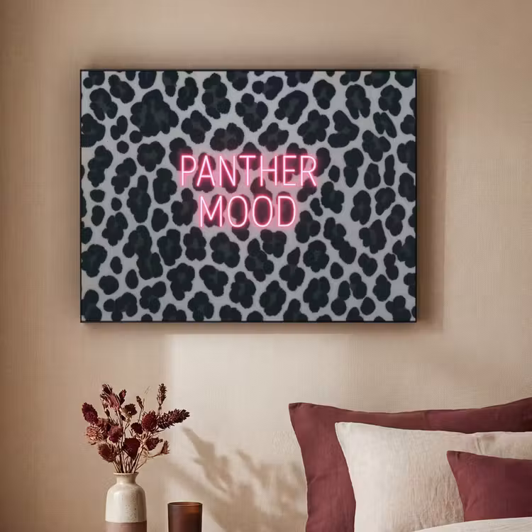 Art Frame - Panterprint - Zwart - Neonletters - Roze — 2