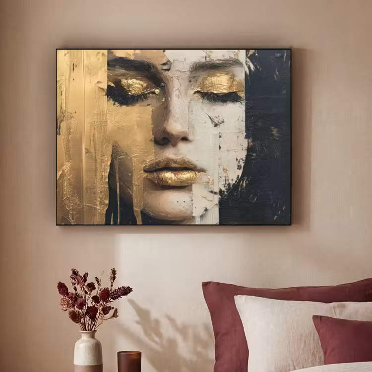 Art Frame - Abstract - Goud - Gezicht - Lippen — 2