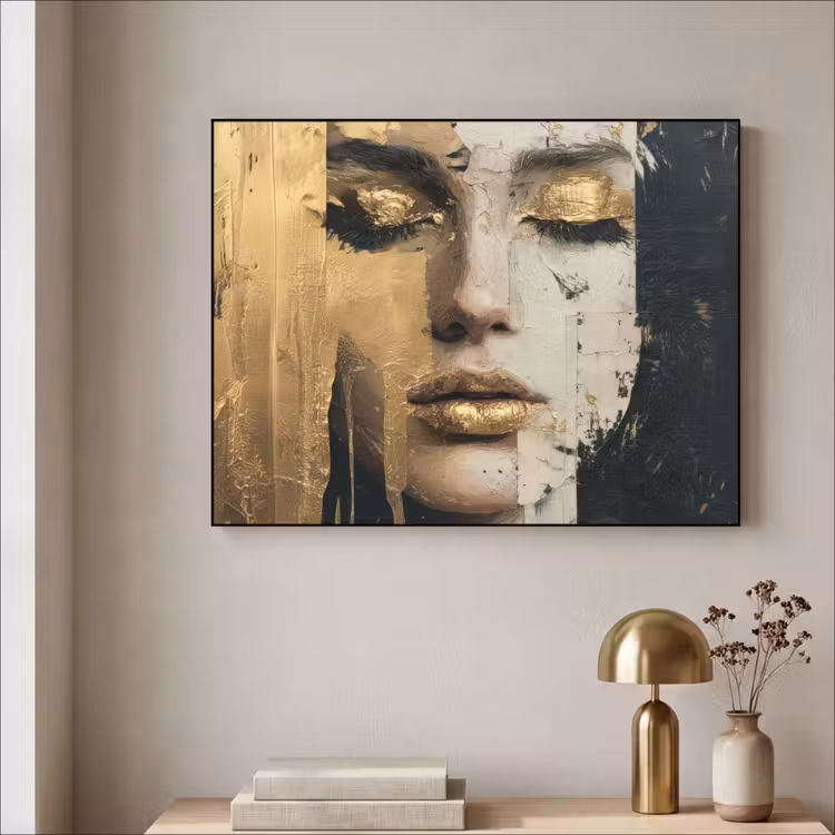 Art Frame - Abstract - Goud - Gezicht - Lippen — 3
