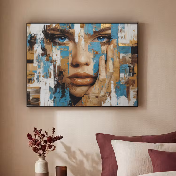 Art Frame - Abstract - Penseelstreken - Blauw - Gezicht — 2