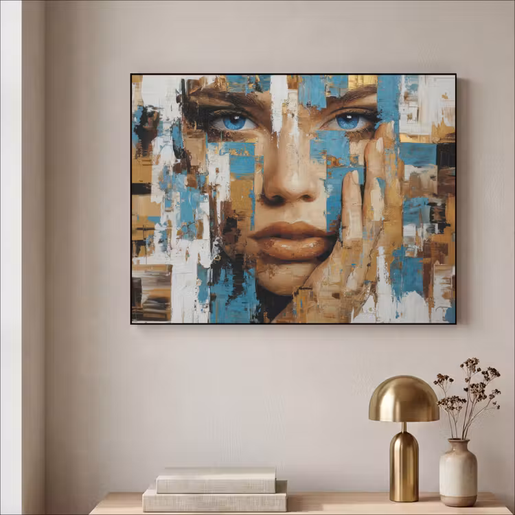 Art Frame - Abstract - Penseelstreken - Blauw - Gezicht — 3