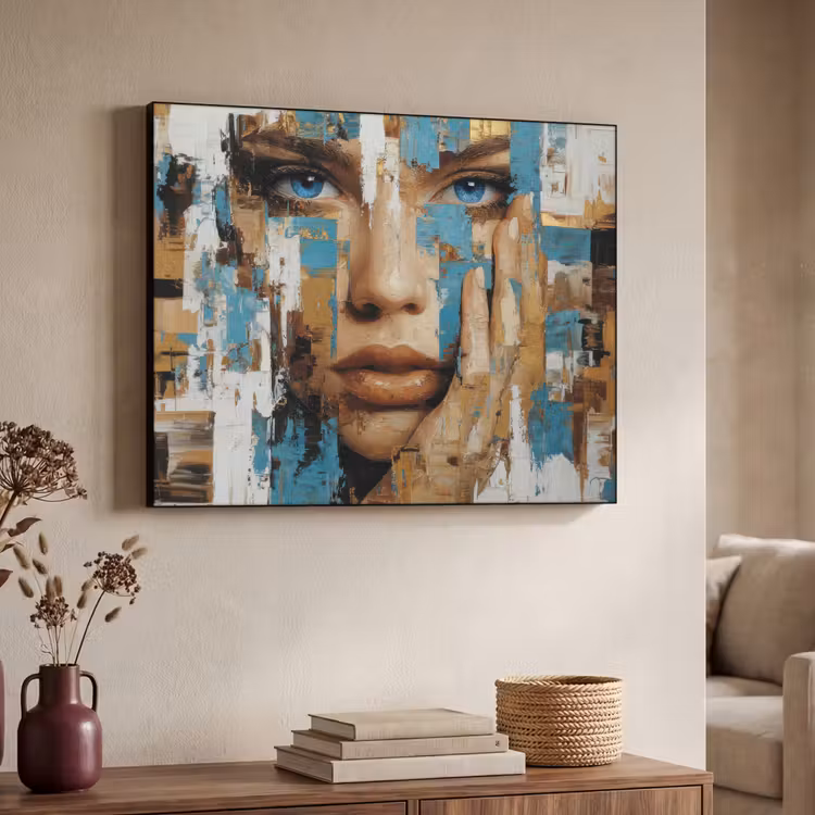 Art Frame - Abstract - Penseelstreken - Blauw - Gezicht — 4