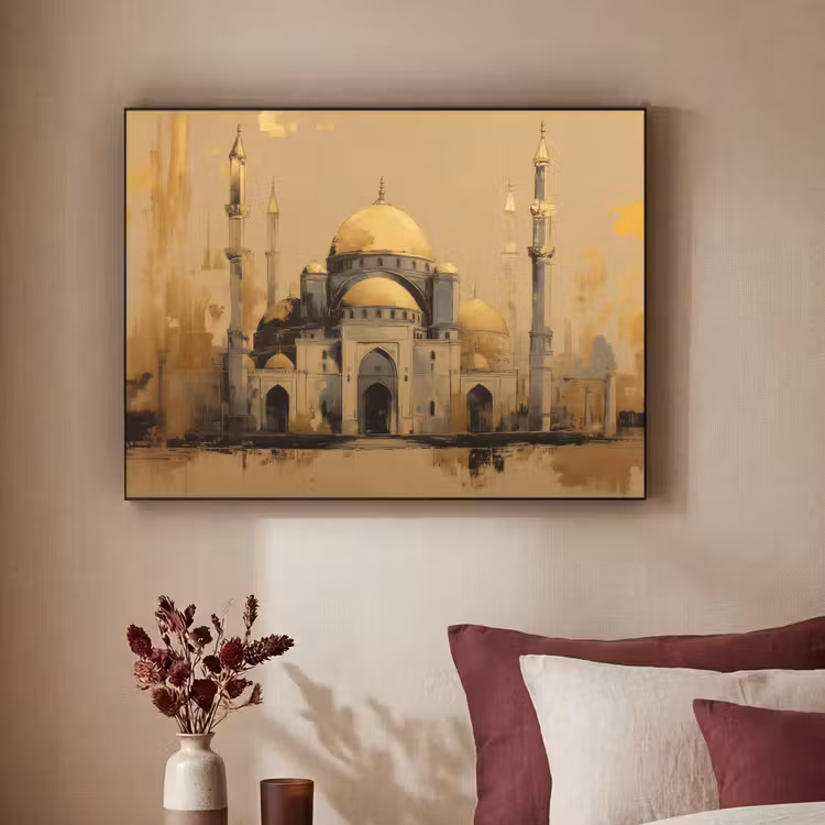 Art Frame - Goud - Abstracte penseelstreken - Moskee — 2