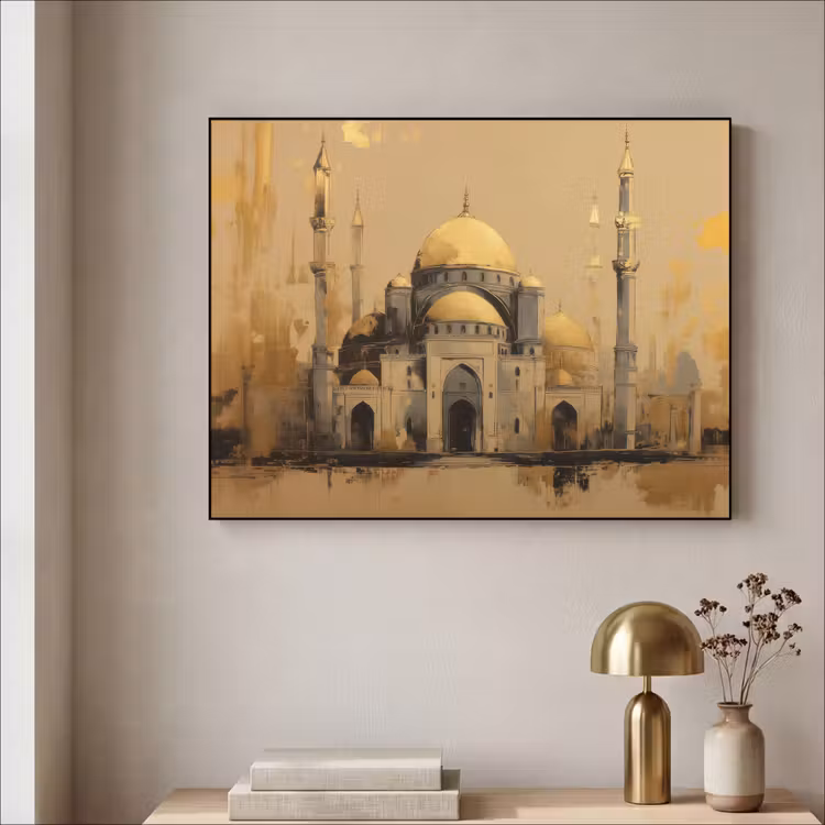 Art Frame - Goud - Abstracte penseelstreken - Moskee — 3