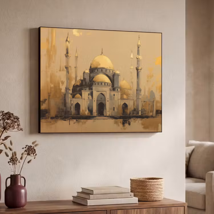 Art Frame - Goud - Abstracte penseelstreken - Moskee — 4