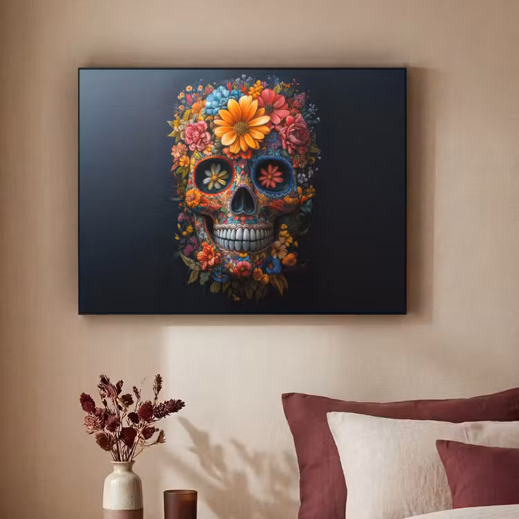 Art Frame - Bloemen - Kleurrijk - Schedel — 2