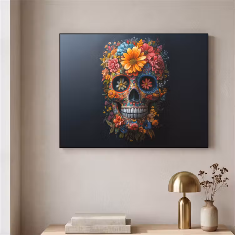Art Frame - Bloemen - Kleurrijk - Schedel — 3
