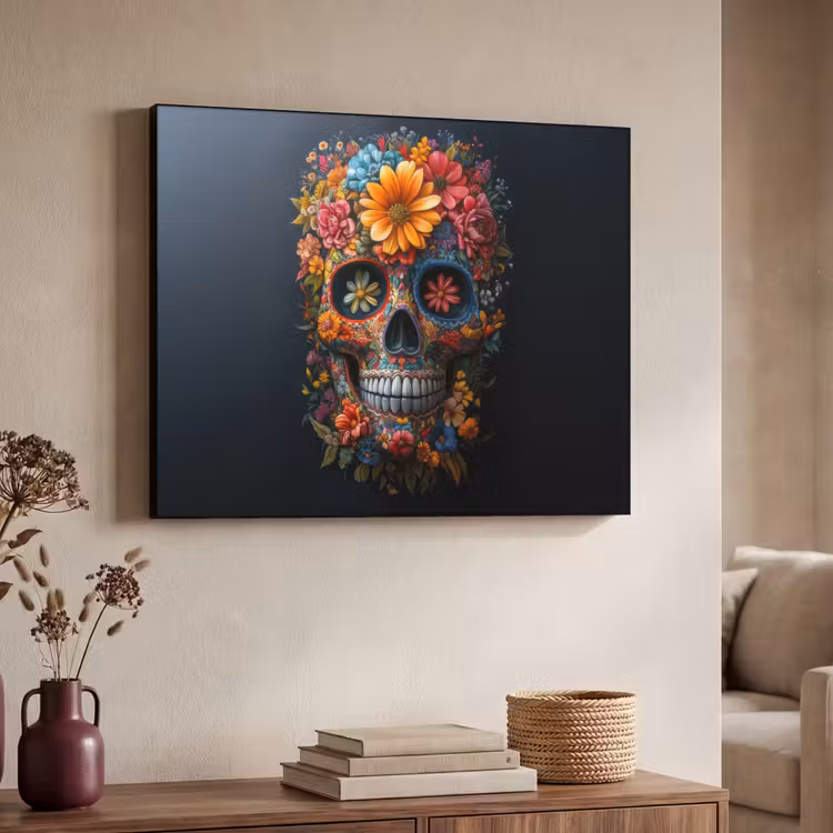Art Frame - Bloemen - Kleurrijk - Schedel — 4