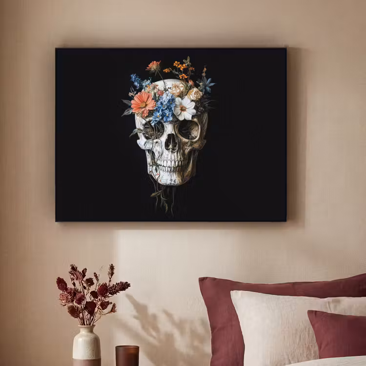 Art Frame - Bloemen - Schedel - Kleurrijk — 2