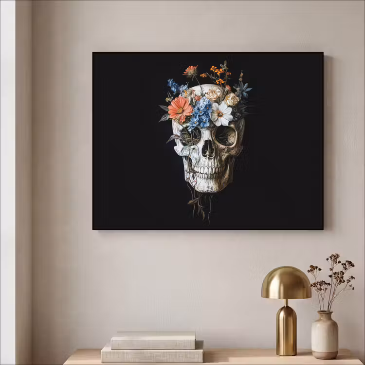 Art Frame - Bloemen - Schedel - Kleurrijk — 3