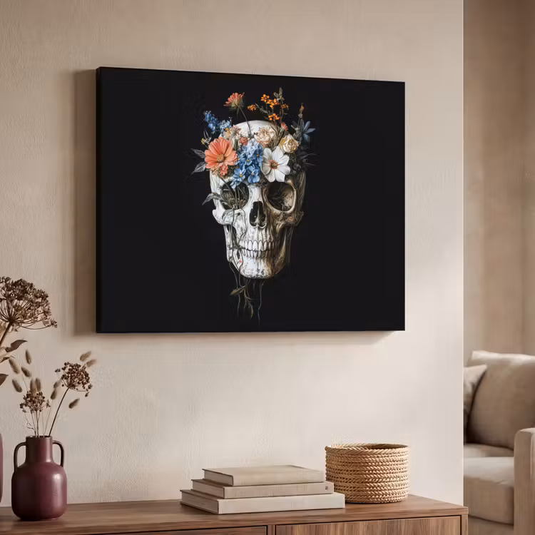 Art Frame - Bloemen - Schedel - Kleurrijk — 4