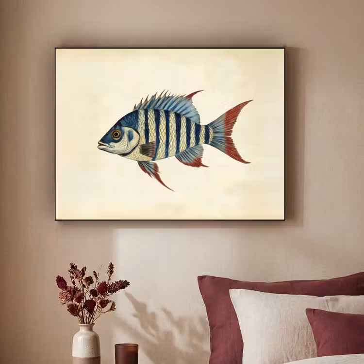 Art Frame - Gestreept - Donkerblauw - Rugvin - Vis — 2