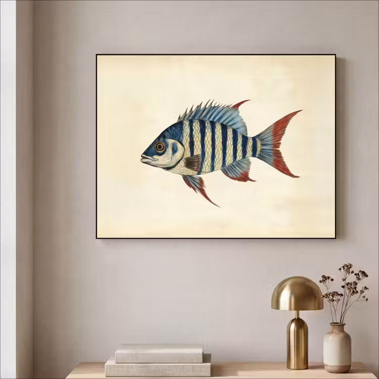 Art Frame - Gestreept - Donkerblauw - Rugvin - Vis — 3